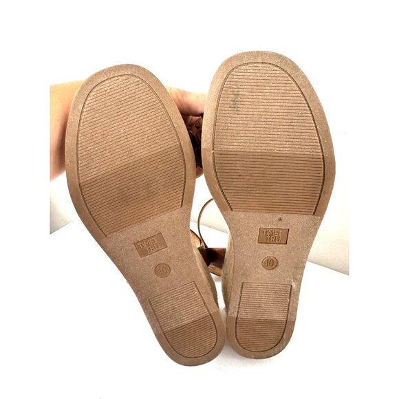 Y2K Brown Platform Sandals 10 Braided Strap Chunky Heel Boho Indie Coastal - Picture 9 of 15